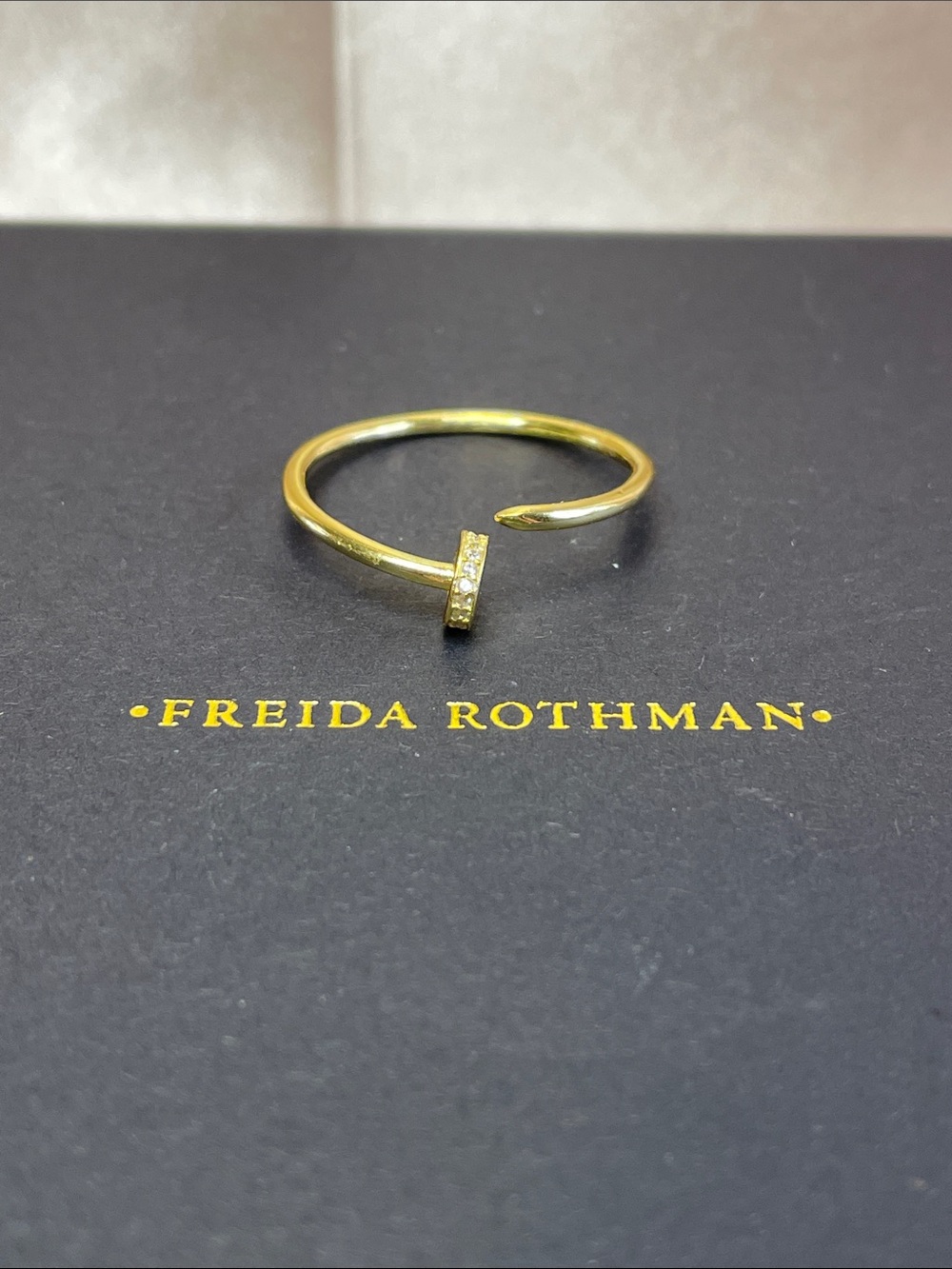 Freida Rothman VAULT Gold Nail Ring Adjustable - NWT $69 MSRP